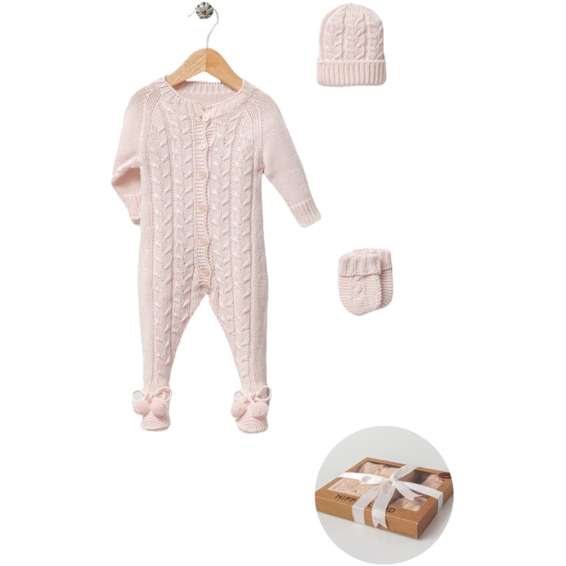 Комплект комбінезон, шапка, царапки 8145 pink Nipperland Турція 0-3 m(р) Комплект комбінезон, шапка, царапки 8145 pink Nipperland Турція 0-3 m(р)