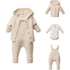 Комплект кофта, боді, напівкомбінезон 8163 cream Nipperland Турція 9-12 m(р)