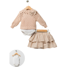 Комплект светр, спідниця, боді 8099 beige Nipperland Турція 0-3 m(р)