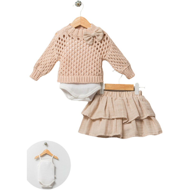 Комплект светр, спідниця, боді 8099 beige Nipperland Турція 6-9 m(р) Комплект светр, спідниця, боді 8099 beige Nipperland Турція 6-9 m(р)