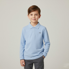 Поло з довгим рукавом, блакитний SM27-04-13-2 128(р)